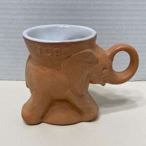 Frankoma Pottery 1980 Republican Elephant GOP Political Terracotta Mug Cup Vtg